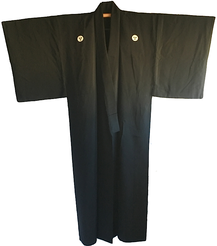 Men's vintage traditional japanese samurai kimono black silk Takenaka ...